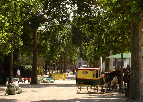 عربات الخيول في ساحة شون دو مارس في باريس فرنسا